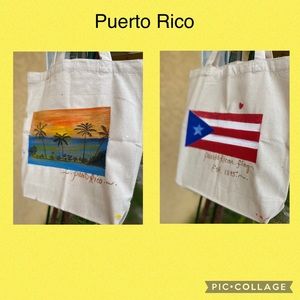 Puerto Rico hand painted tote bag